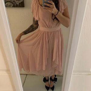 Sheer pink ruffle dress